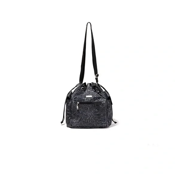 Baggallini Drawstring Bucket Crossbody Bag in Midnight Blossom - Picture 7 of 8